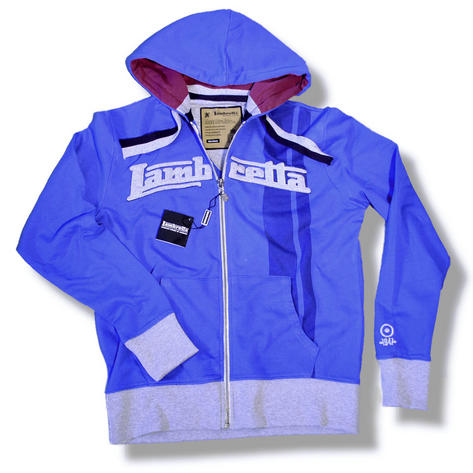 New Lambretta Curved Logo Hoody Sweatshirt Royal Blue  Preview